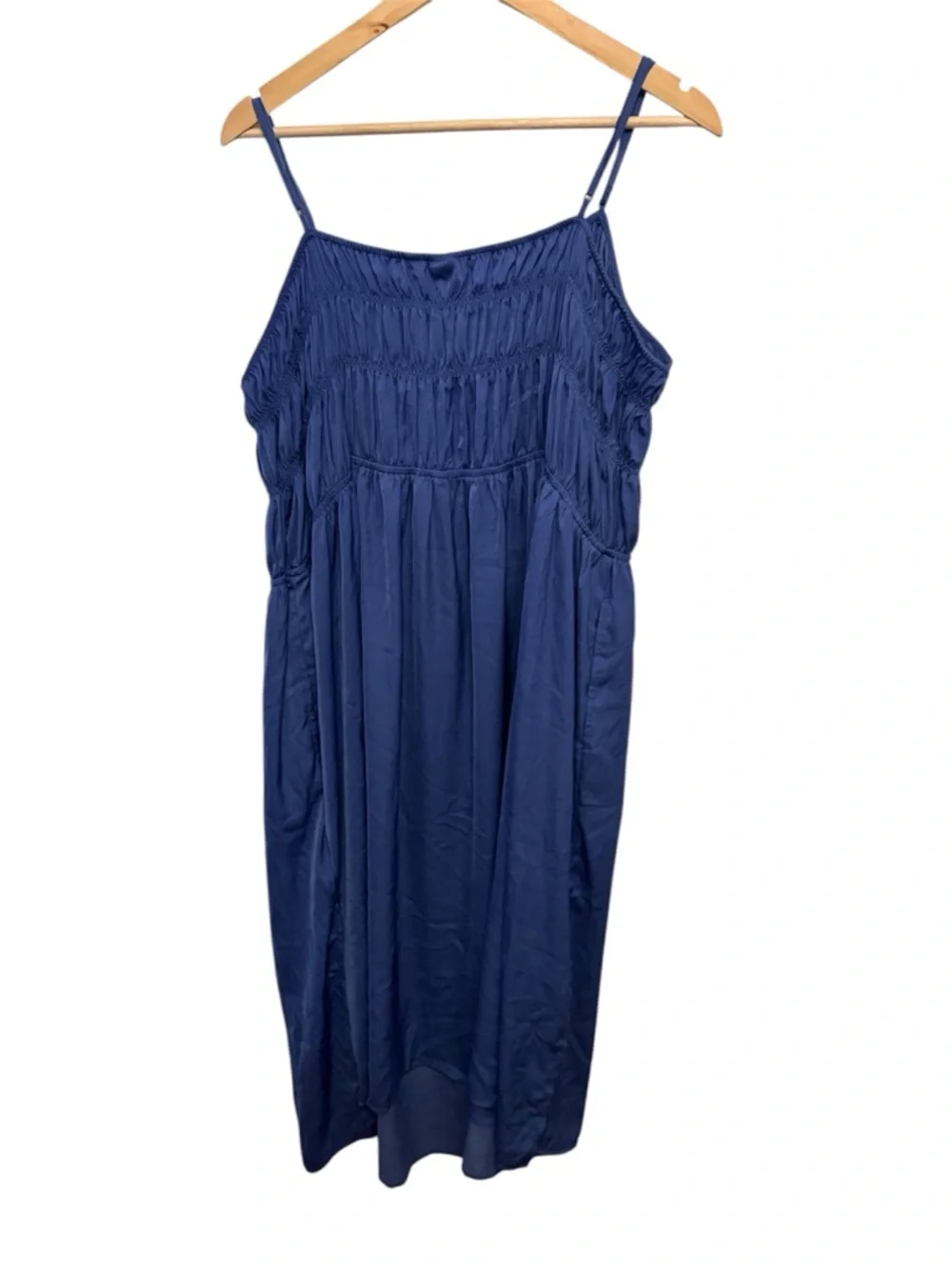 GAP Navy Blue Smocked Spaghetti-Strap Midi Dress - Picture 2 of 3